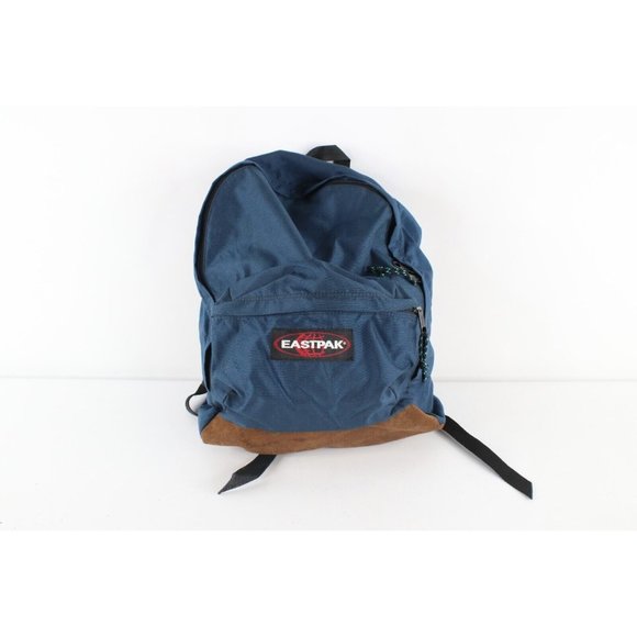 【USA製】Eastpak Backpack Suede Bottom Eastpak USA Made Navy Blue Suede Bottom Daypack Book Bag